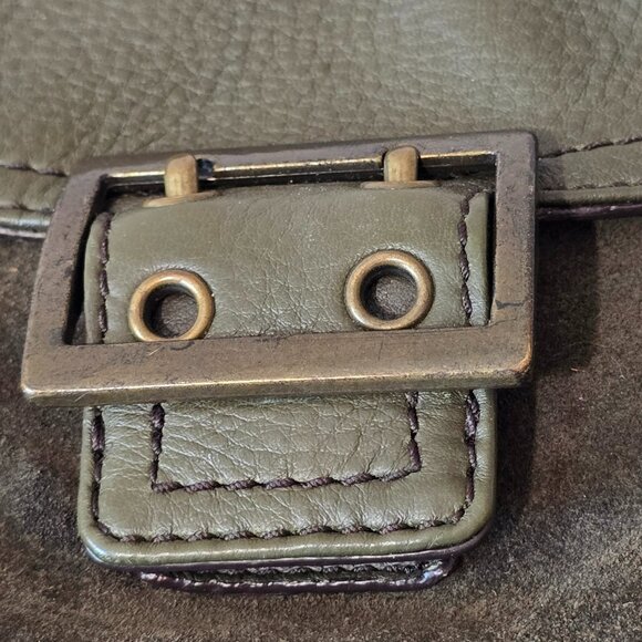 Banana Republic Olive Green Suede Leather Buckle Mini Satchel/Wristlet - Picture 5 of 7